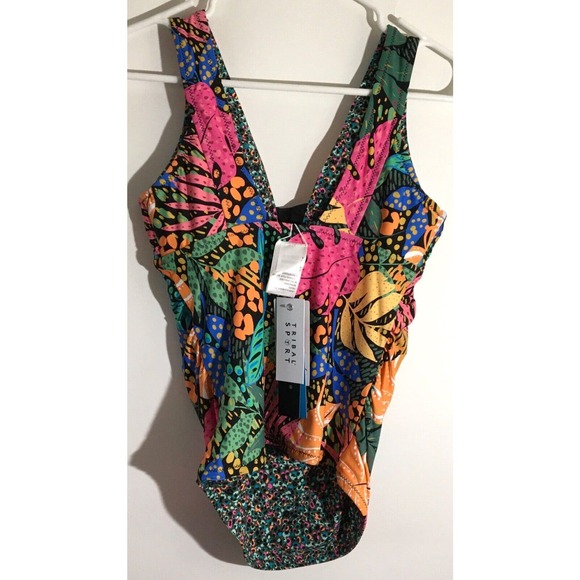 Tribal Sport Women's Size XS Multi-Color Reversible Tankini Swimsuit Bathing Top - Picture 3 of 5
